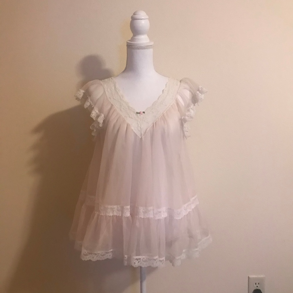 Vintage Blush Pink Tosca Small Babydoll lace
